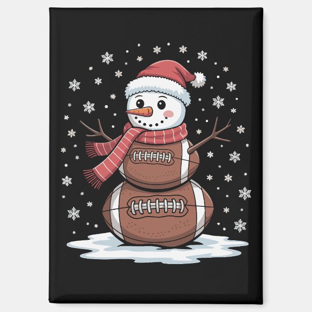 Aimant Noël Football américain Snowman Xmas Sport (Recto)