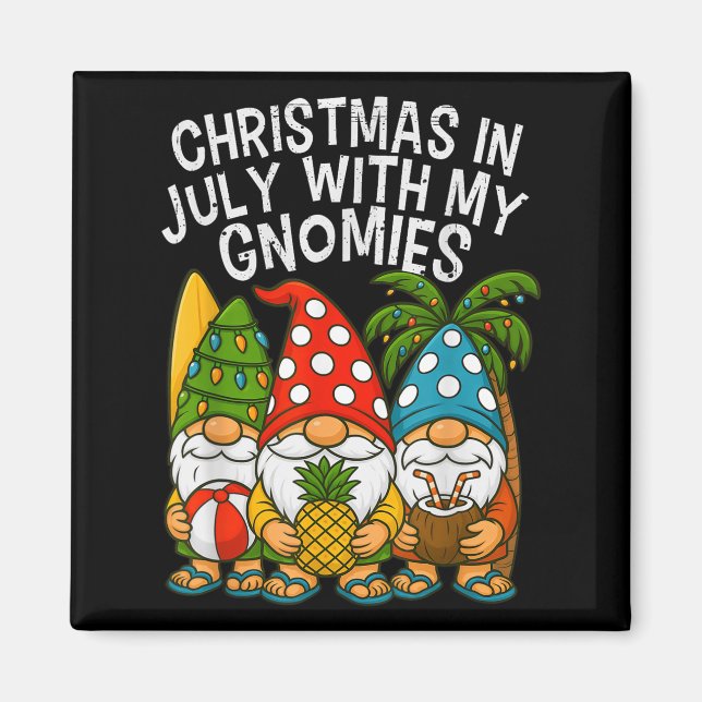 Aimant Noël Gnome En Juillet Avec Mes Gnomies Summer Vac (Devant)