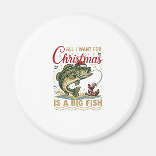 Aimant Noël Gros Poisson Bass Santa Bateau Pêche