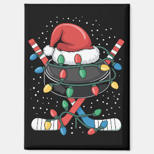 Aimant Noël Hockey Xmas Père Noël Sports Chapeau Balle