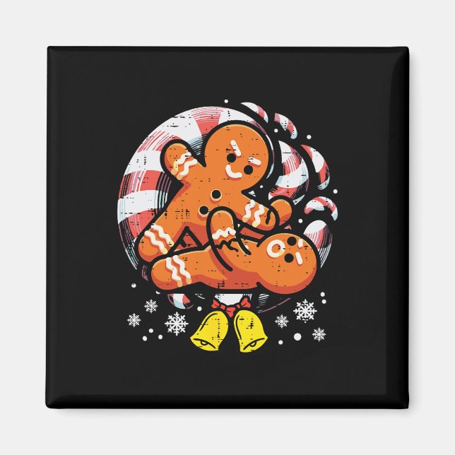 Aimant Noël Jiu Jitsu Gingerbread Xmas Bjj Lutte (Devant)