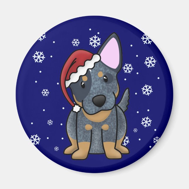 Aimant Noël Kawaii Blue Heeler (Devant)