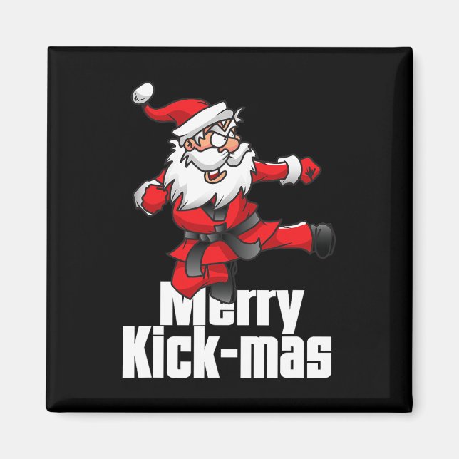 Aimant Noël Merry Kick-mas Santa Claus Karate (Devant)