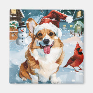 Aimant Noël Merveilleux Corgi Joie de Noël