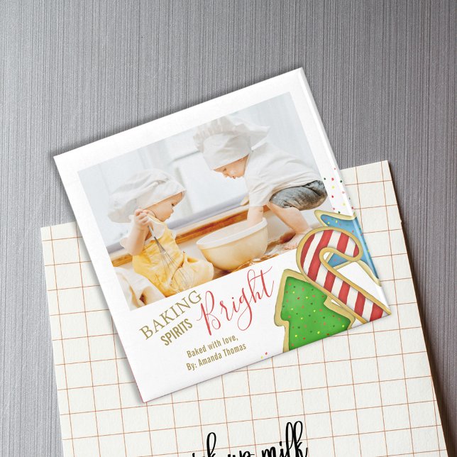 Aimant Noël Mignonne vacances Whimsic Cookie Cutout (Christmas cute photo magnet with photo template. )