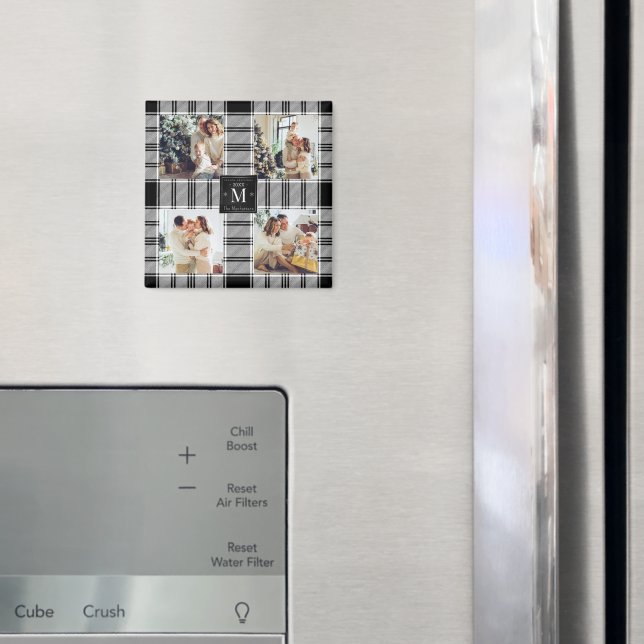 Aimant Noël moderne 4 Photo Collage noir et blanc (In situ (réfrigérateur))