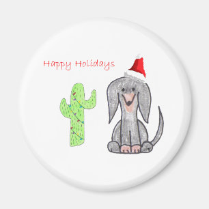 Aimant Noël noir de cactus de teckel