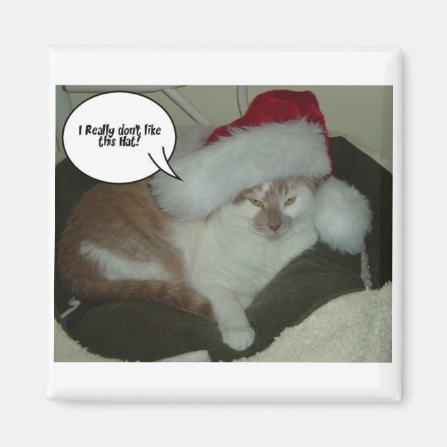 Aimant Noël Orange Tabby Chat Humbug (Devant)