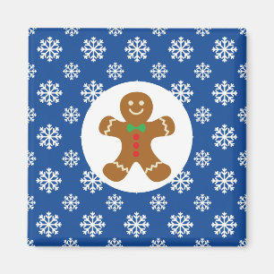 Aimant Noël / Pain d'hiver Homme Snowflakes Bleu