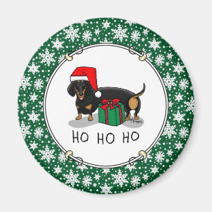Aimant Noël Père Noël Dachshund (S noir & tan) mignonne