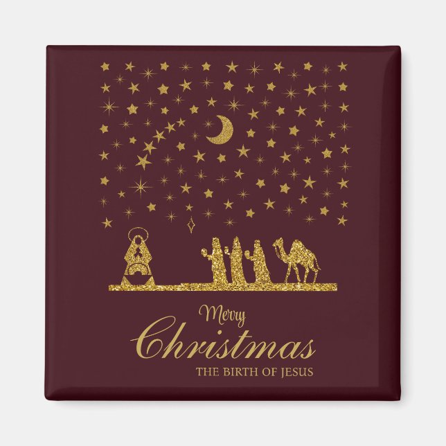 Aimant Noël religieux, Naissance de Jésus, Trois Roi (Devant)