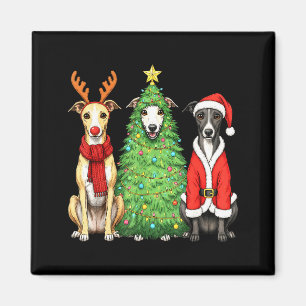 Aimant Noël Rétro Fou Amoureux Du Whippet Saint Nicolas R