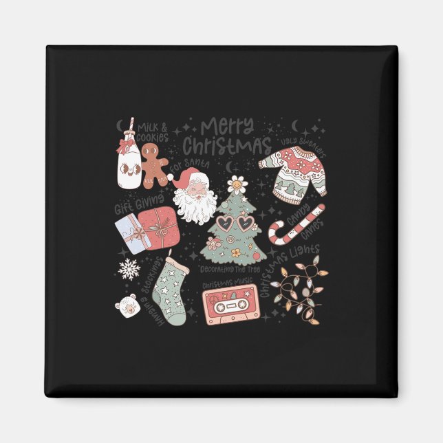Aimant Noël rétro Santa Claus Cookie Noël laid (Devant)
