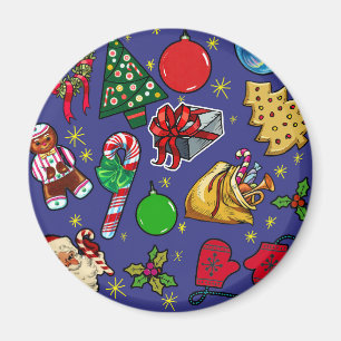 Aimant Noël Retro Vintage Coloré Art