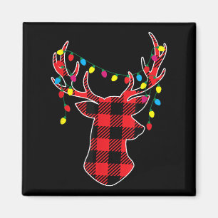 Aimant Noël Rouge Noir Buffalo Plaid Cerf Femmes Hommes K