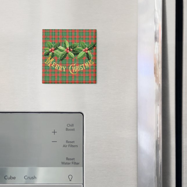 Aimant Noël Rouge Vert Plaid À La Wirlande (In situ (réfrigérateur))