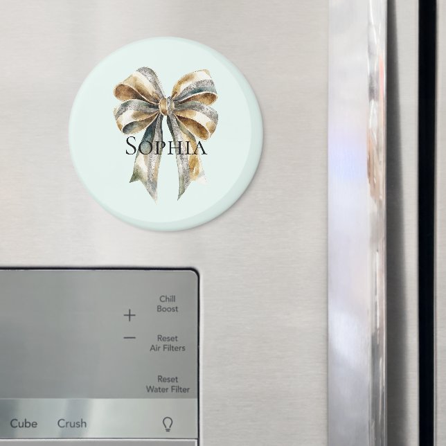 Aimant Noel Rustic Green Bow personnalisé (In situ (réfrigérateur))