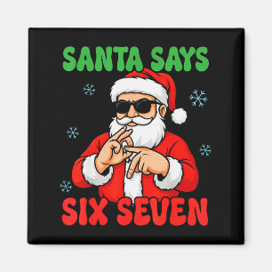 Aimant Noël Santa Dit Six Sept Mains Signe Drôle 6