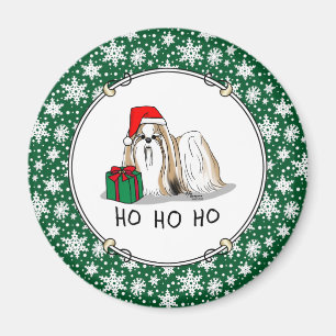 Aimant Noël Santa Hat Chih Tzu (blanc tan) Chien mignonne