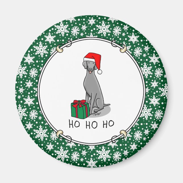 Aimant Noël Santa Hat Weimaraner Chien (gris 1) mignon (Devant)