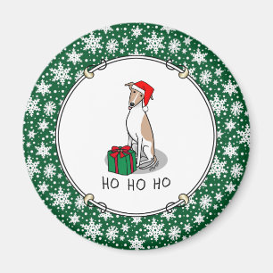 Aimant Noël Santa Hat Whippet Chien Faune et blanc mignet