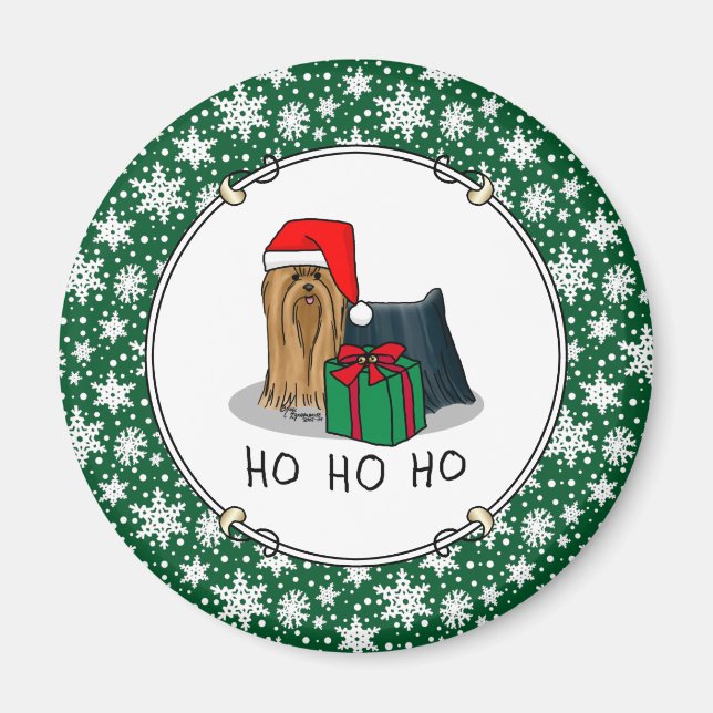 Aimant Noël Santa Hat Yorkshire Terrier Yorkie Cute (Devant)