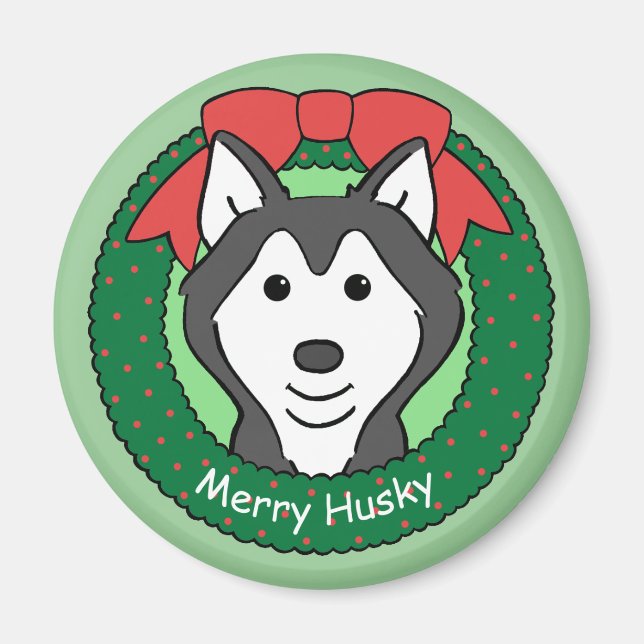 Aimant Noël sibérien Husky (Devant)