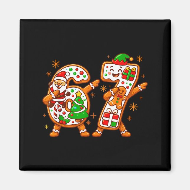 Aimant Noël Six Sept Dabbing Cool Meme 67 Xmas Dab (Devant)