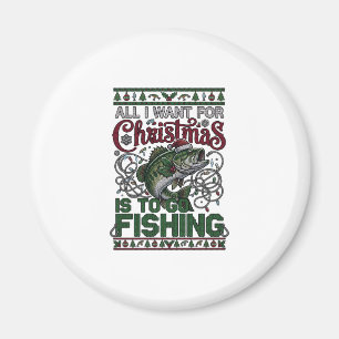 Aimant Noël Va Pêcher Poisson Chapeau De Père Noël Lumièr