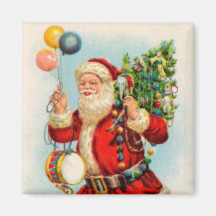 Aimant Noël vintage, ballons de Père Noël victorien