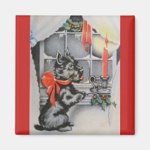 Aimant Noël vintage - chien de Scottie,