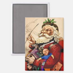 Aimant Noël vintage, jouets en pipe de Père Noël victorie