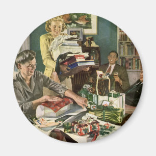 Aimant Noël Vintage, Joyeux Cadeaux d'Enveloppement Famil