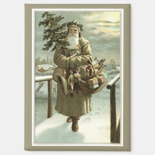 Aimant Noël vintage, Père Noël victorien avec des jouets