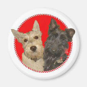 Aimant Noël Wheaten & Black Scotties