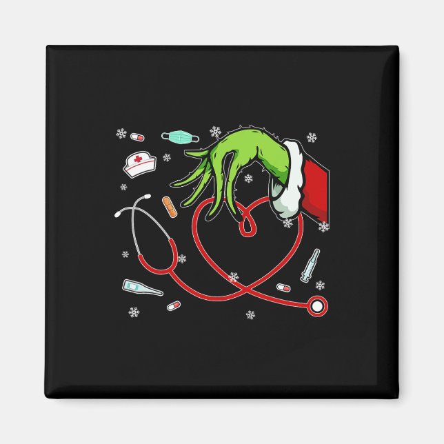 Aimant Noël Xmas Cœur Infirmière Aide-Soignante Usint Réa (Devant)