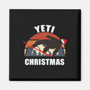 Aimant Noël Yeti - Bigfoot Snowboard en rouge