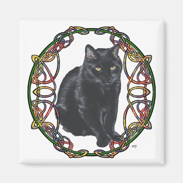 Aimant Nœud celtique Chat Noir (Devant)