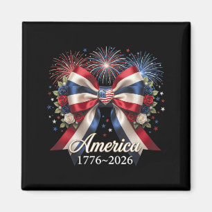 Aimant Nœud Coquette USA Cœur 1776 2026 4 juillet 250e