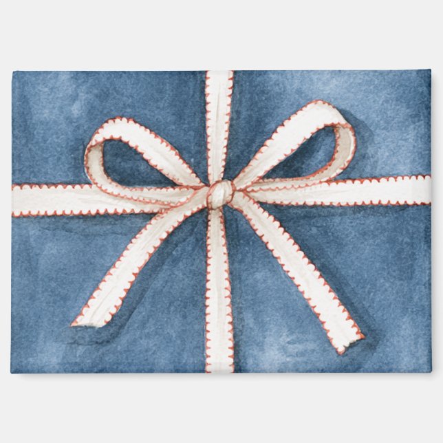 Aimant Nœud Crème Bleu (Recto)