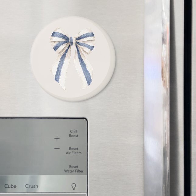 Aimant Nœud rayures bleues blanc crème (In situ (réfrigérateur))