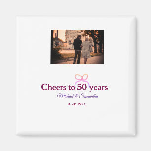 Aimant Nœud rose célèbre 50 ans de mariage