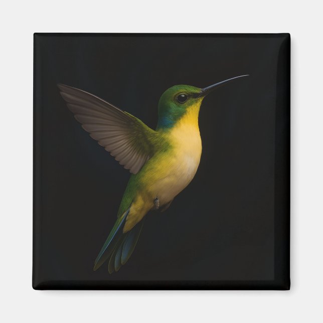 Aimant Noir 4 Luxe avec Oiseau en Vol (Devant)