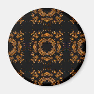 Aimant Noir, cuivre jaune Floral Damas Motif rétro
