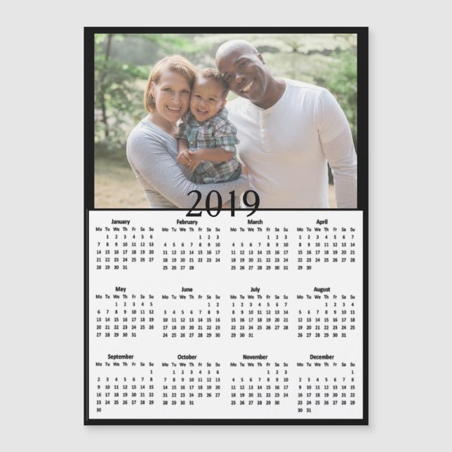 Aimant noir de photo de calendrier de l'arrière - (Devant)