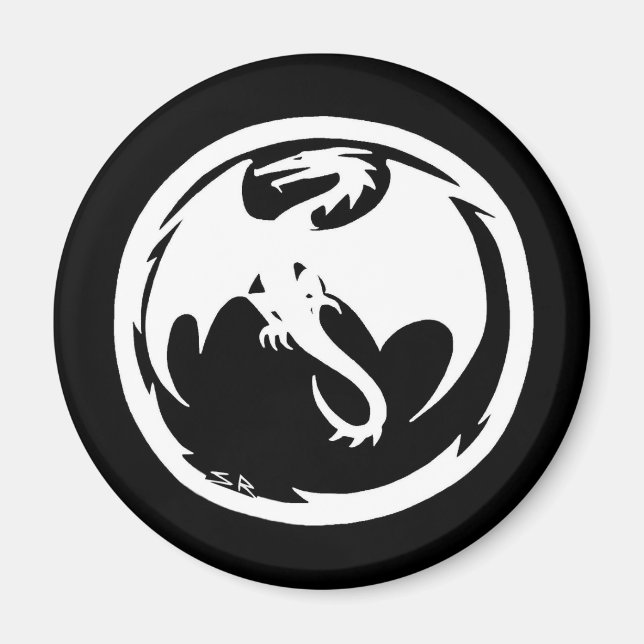 Aimant noir Dragon blanc (Devant)