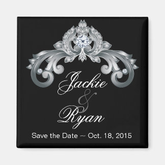 Aimant Noir Enregistrer la date Mariage Elegant Argent An