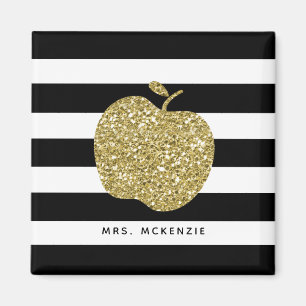 Aimant noir et blanc de professeur d'Apple d'or de