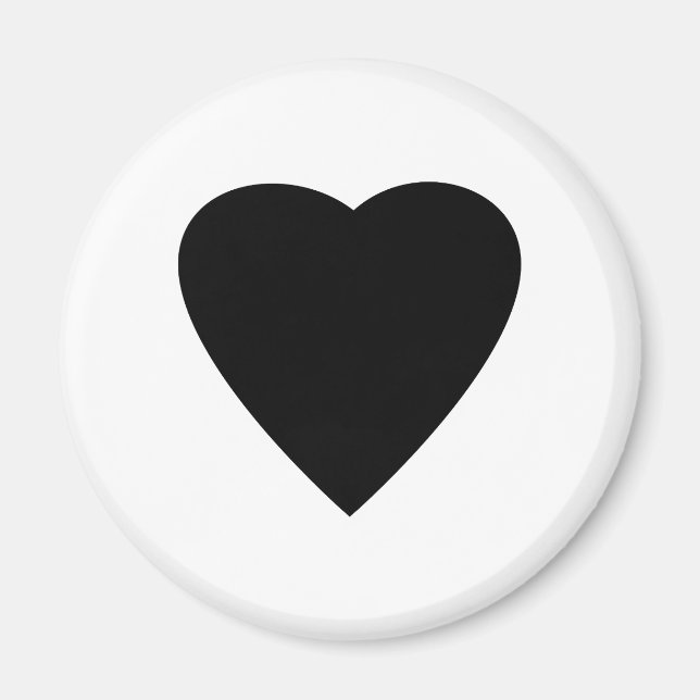 Aimant Noir et Blanc Love Heart Design. (Devant)