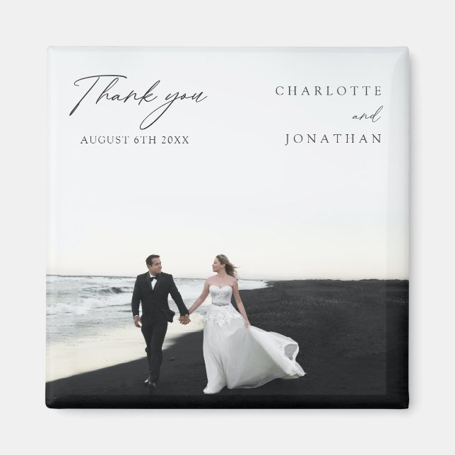 Aimant Noir et blanc Mariage moderne favorise le Merci (Devant)